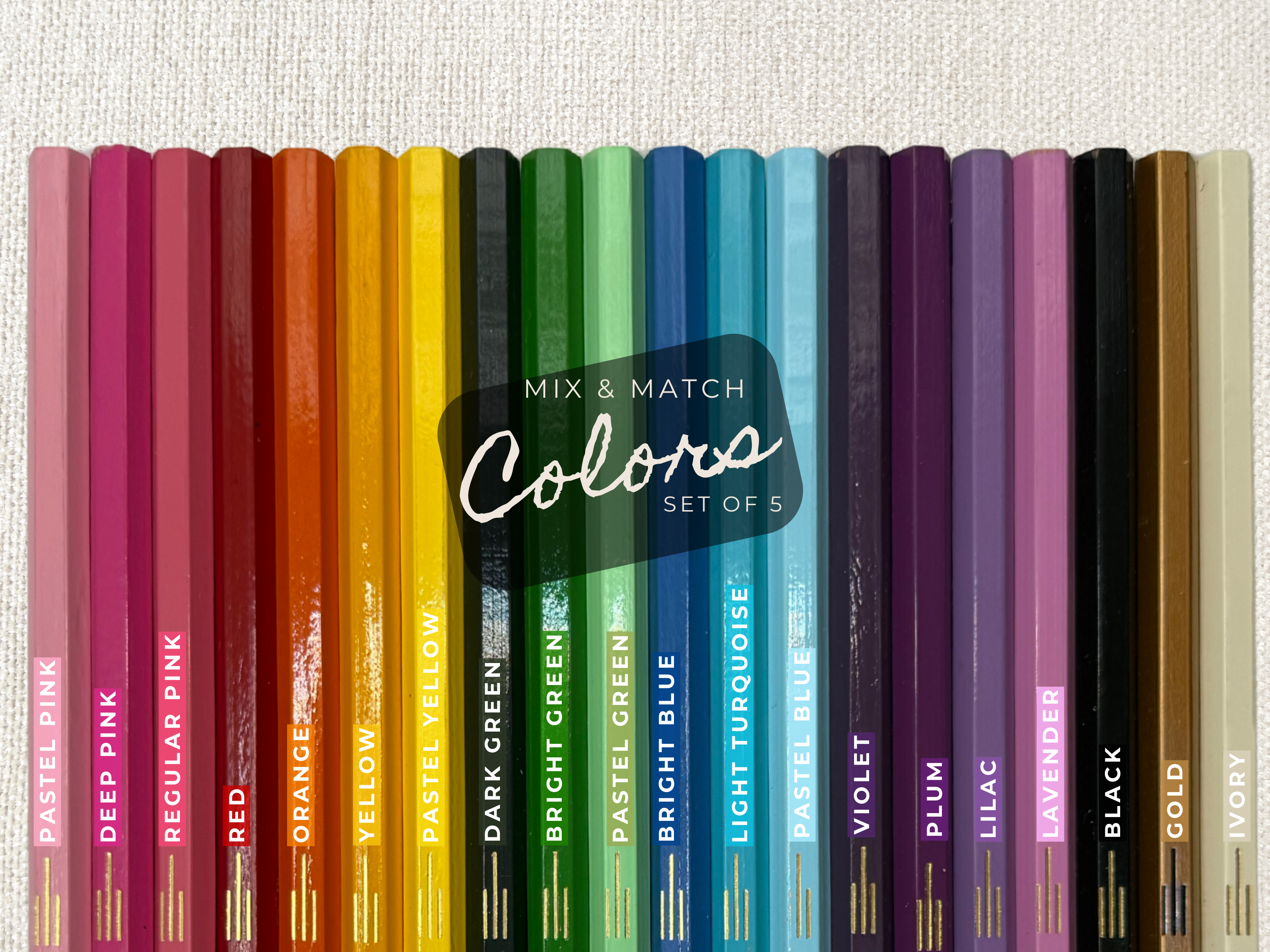 Custom Foil Stamped Pencils – Set of 5 Personalized Gift Pencils | Custom Name or Quote | Hand Pressed USA Made Pencils
