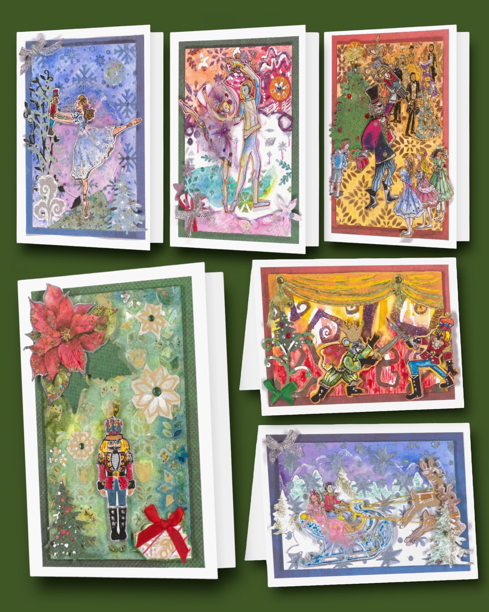 Personalized Greeting Card Set - Mix & Match 6 Foil Stamped Cards With Your Name or Phrase - Nutcracker, Muse, Emily Dickinson Collections - Custom Text - Blank Inside