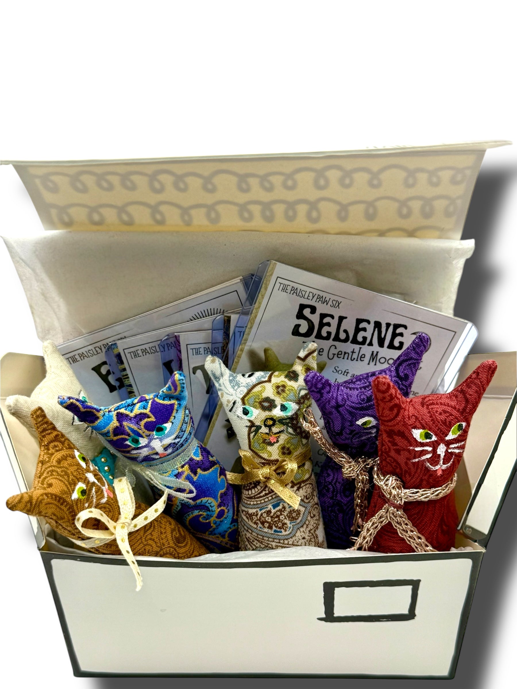 Handmade Cat Magnet Set – Plush Arti-Cats with Collector Cards – Fridge Magnets Gift for Cat Lovers – Greek Mythology Artemis Decor