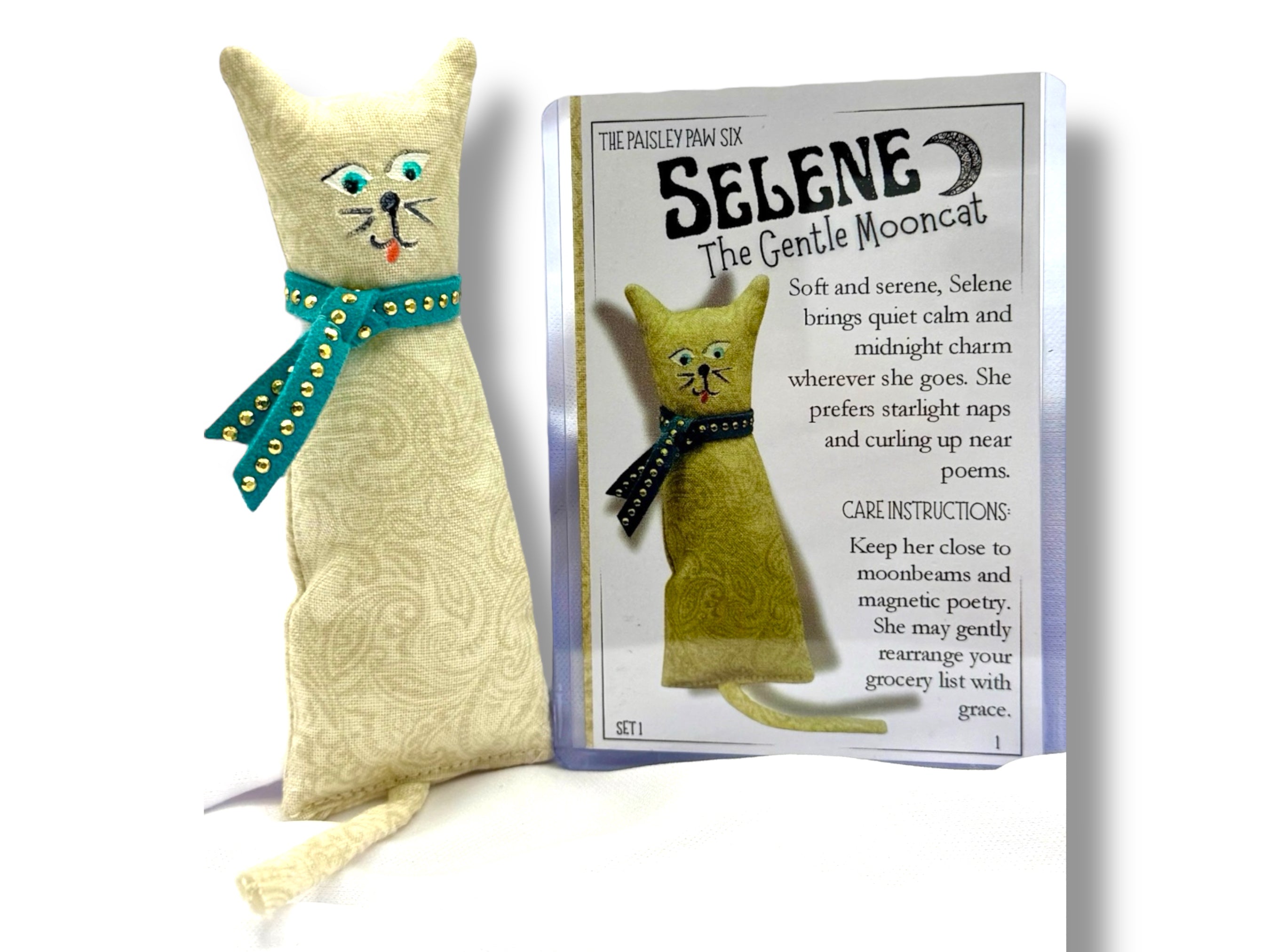 Handmade Cat Magnet Set – Plush Arti-Cats with Collector Cards – Fridge Magnets Gift for Cat Lovers – Greek Mythology Artemis Decor