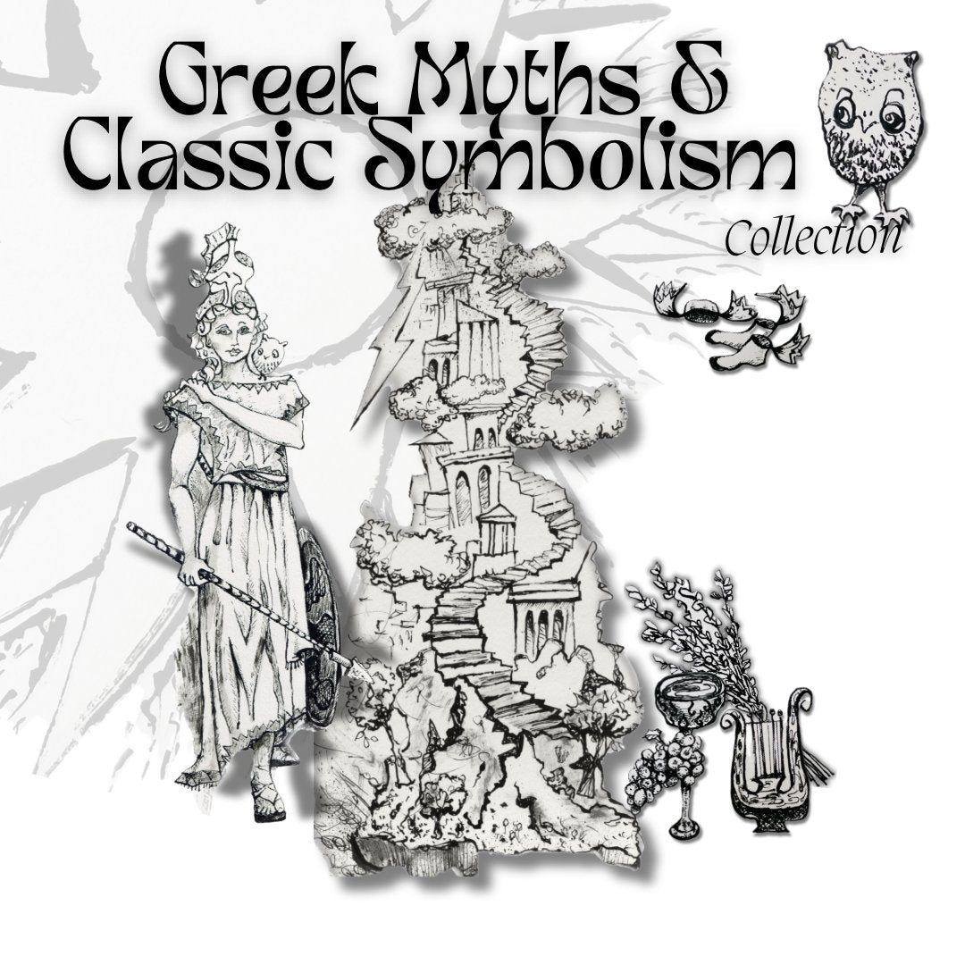 Greek Mythology and Symbolism Gift Collection, Handmade Greek Myths Keepsake for Lerners, Timeless Symbols and Ancient Storytelling Artwork