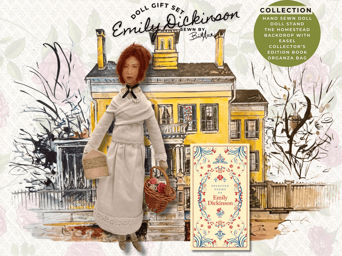 EMILY DICKINSON HAND SEWN DOLL &amp; BOOK SET