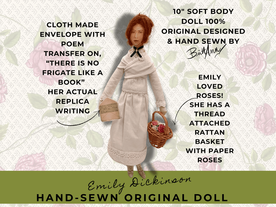 EMILY DICKINSON HAND SEWN DOLL &amp; BOOK SET