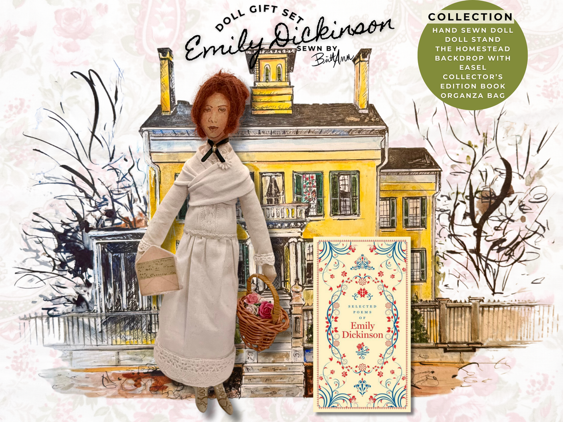 EMILY DICKINSON HAND SEWN DOLL &amp; BOOK SET