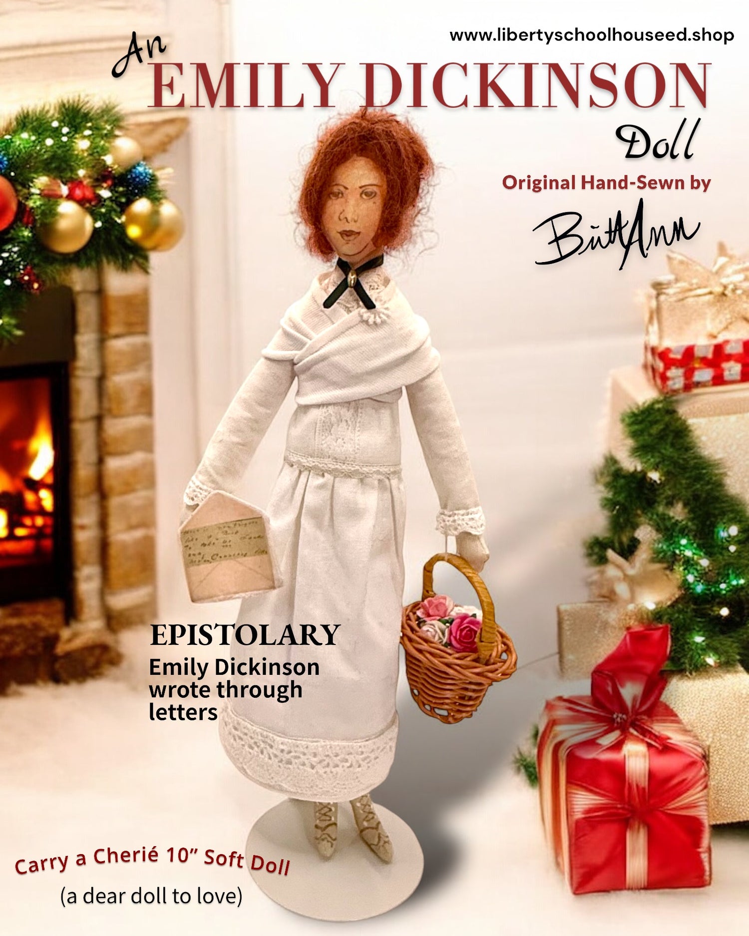 EMILY DICKINSON HAND SEWN DOLL &amp; BOOK