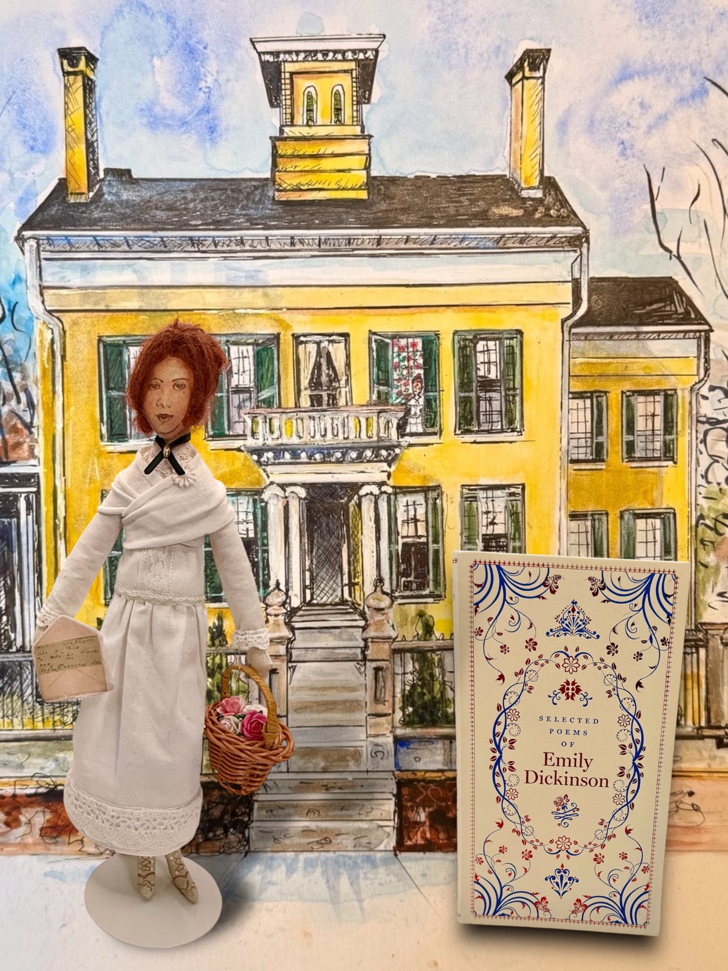 EMILY DICKINSON HAND SEWN DOLL &amp; BOOK