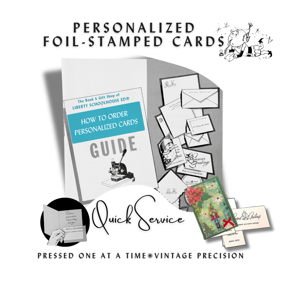 Personalized Greeting Card Set - Mix &amp; Match 6+ Foil Stamped Cards - Nutcracker, Muse, Emily Dickinson Collections - Custom Text - Blank Inside
